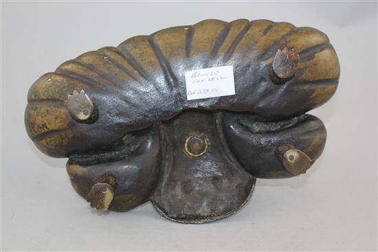 A late 19th century Continental bronze inkstand, 9.5in.